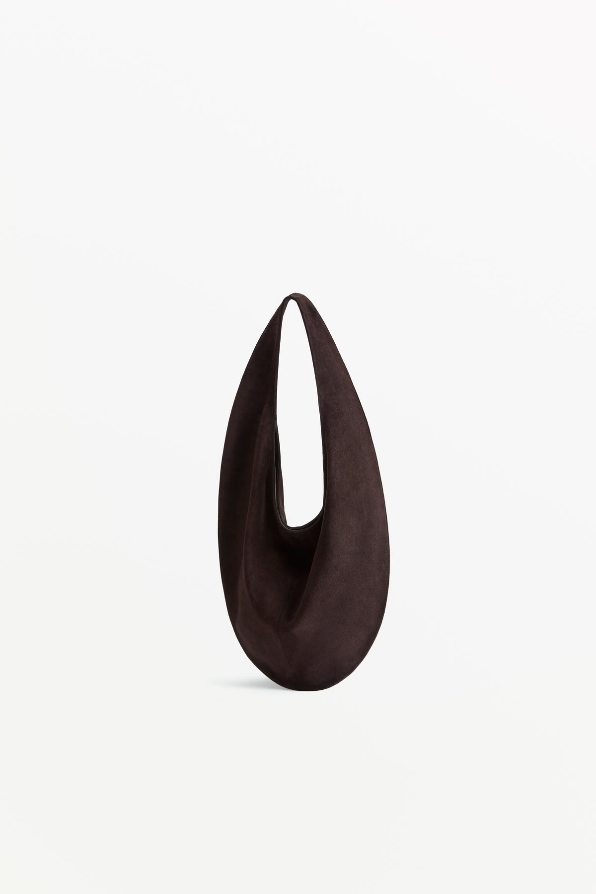 Market Tote Suede Grape, worn on the shoulder