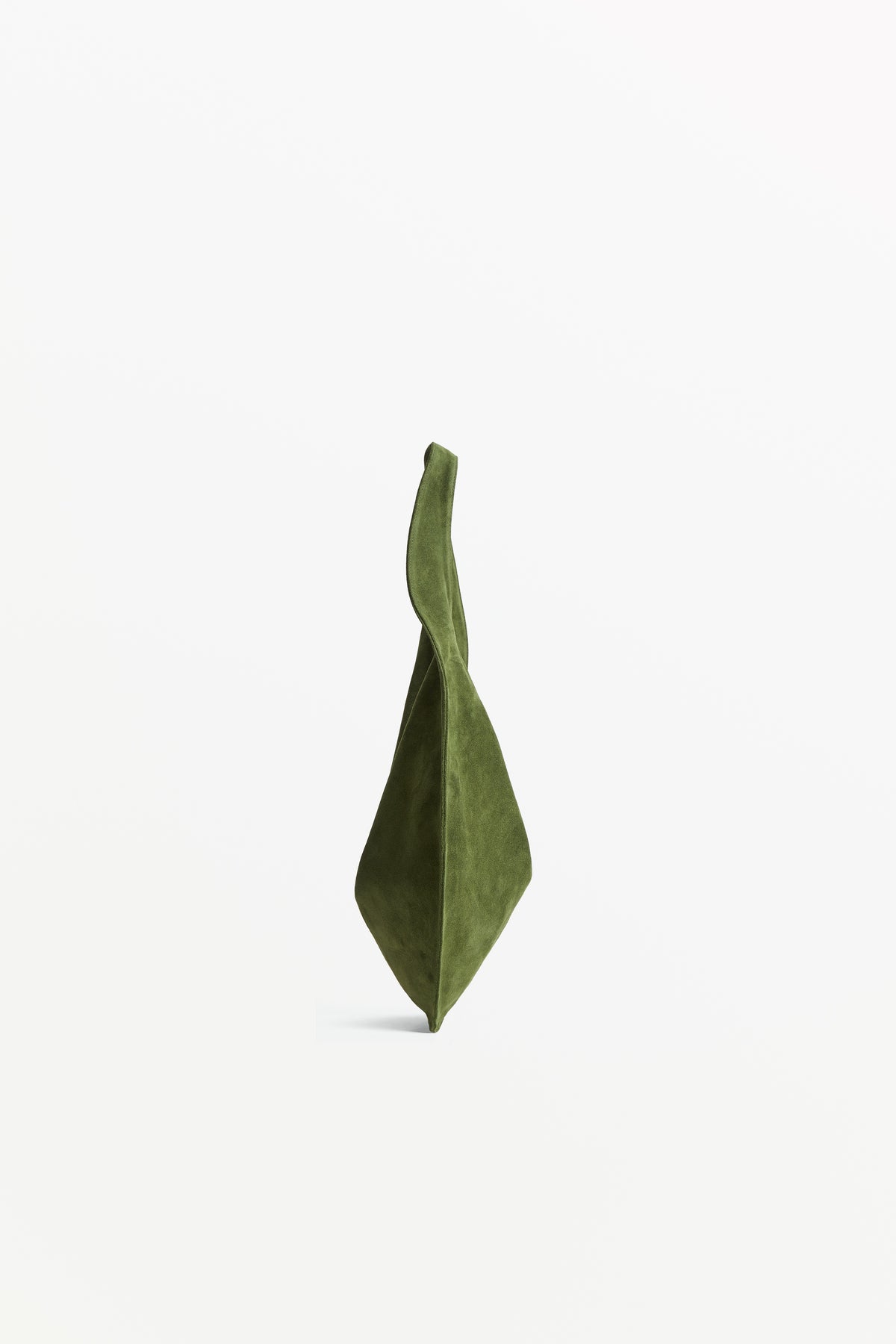 Market Tote Suede Matcha, profile view